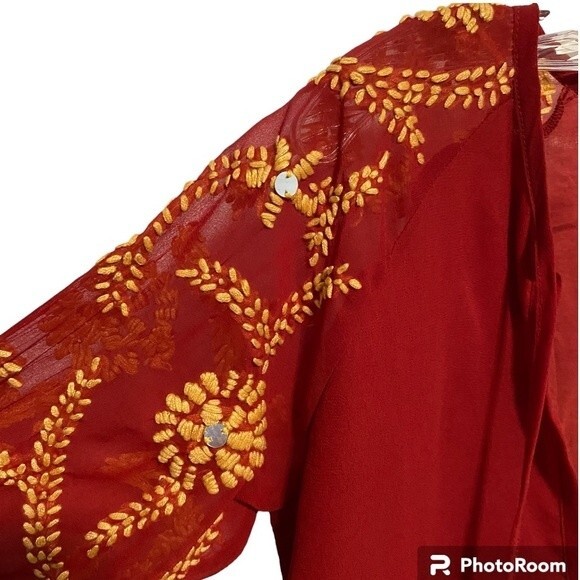 NWOT Raga Anthropology Embroidered Long Sleeve Blouse Size Small - Picture 3 of 7